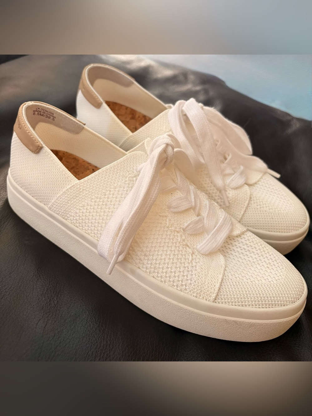 Lucky Brand White Knit Slingback Lace-Up Women's Sneakers - Picture 5 of 6